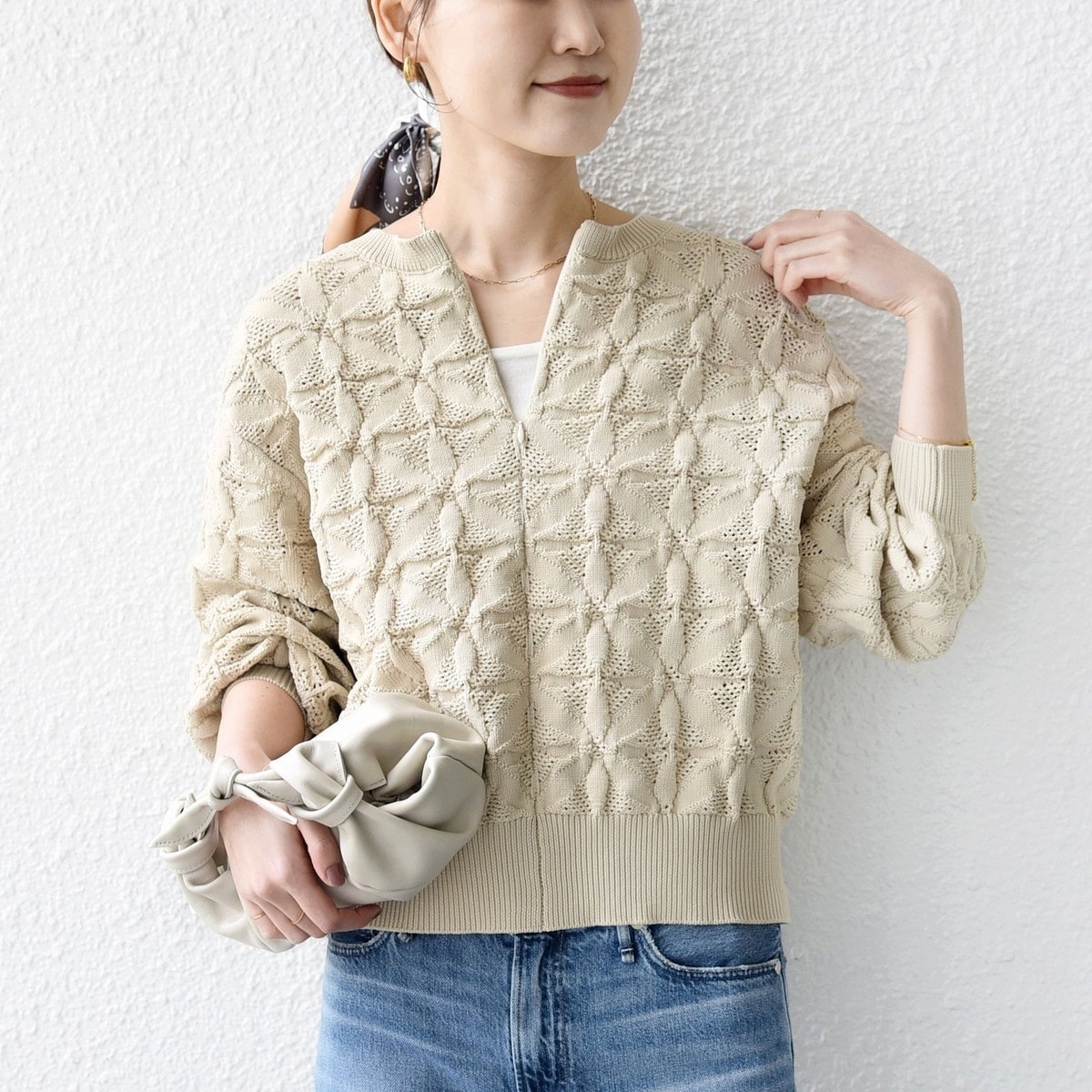 WEB限定】〈洗濯機可能〉2WAY フラワー ジャカード ハーフ ジップ プル  