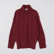 【SHIPS別注】GRAY: ケーブル編み タートルネック ニット