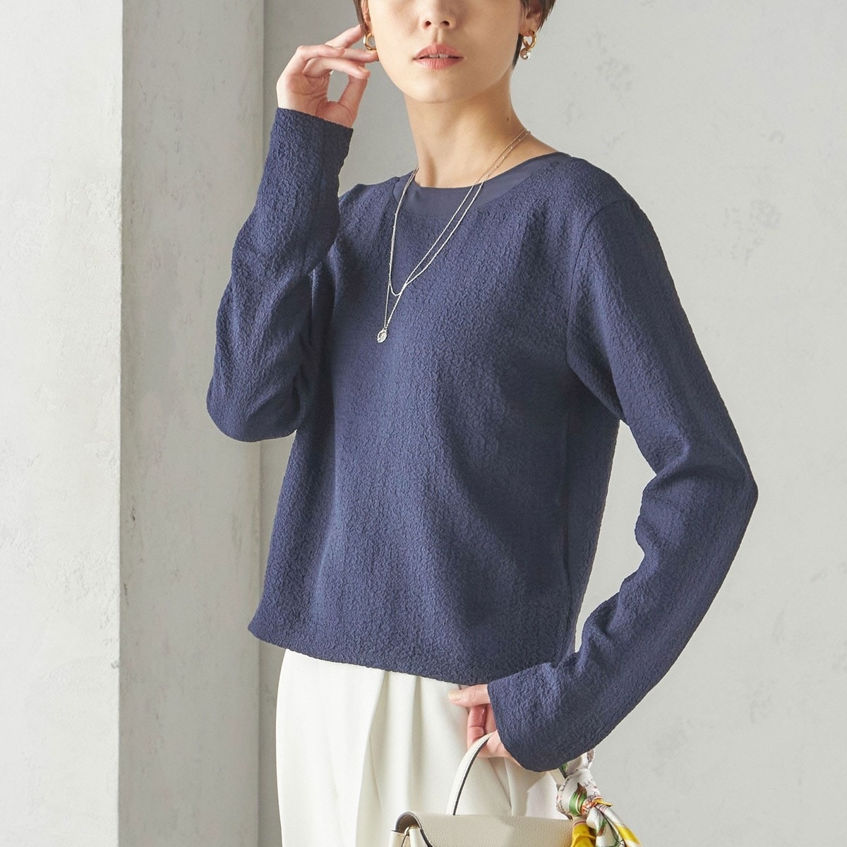 SHIPS for women / シップスウィメン 〈手洗い可能〉パウダリー 割繊 スタンドカラー ブラウス 手洗い可能〉パウダリー 割繊 スタンドカラー ブラウス
