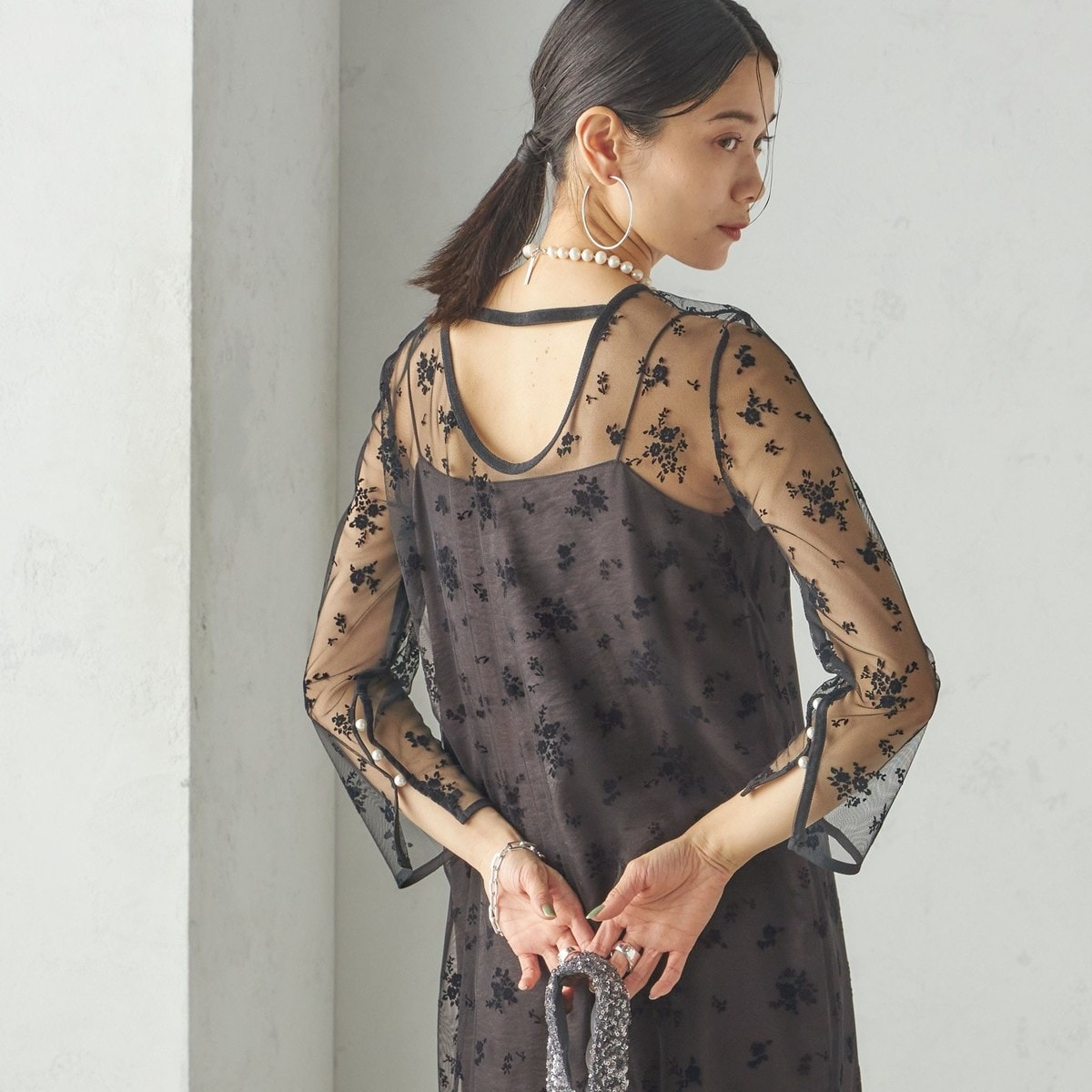 結婚式・パーティ〉kaene:パイピング レース Aライン ワンピース