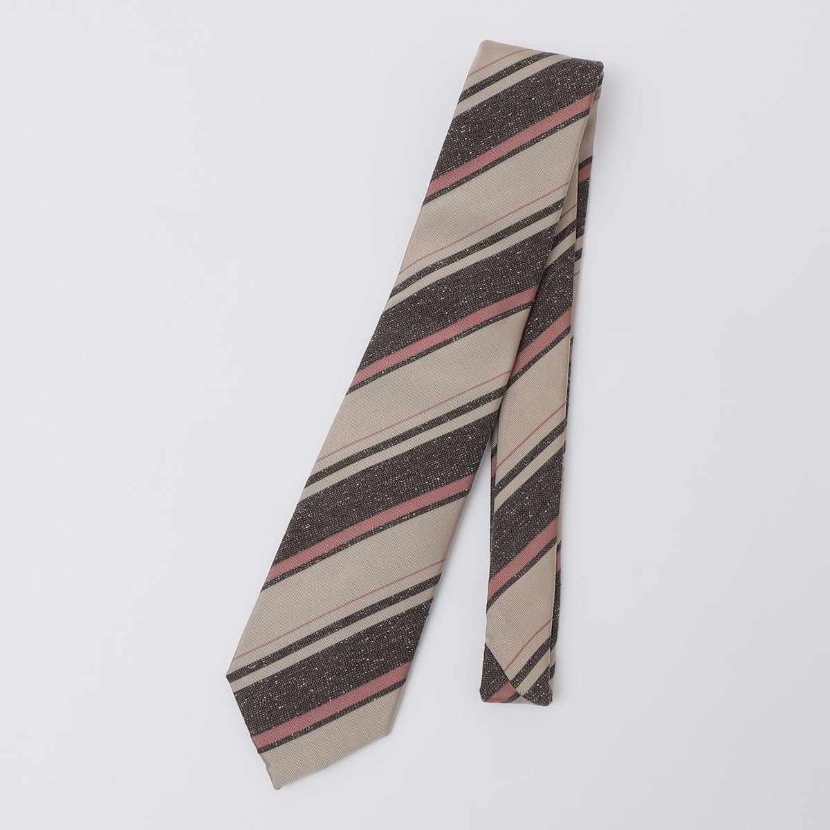 Puccini: シルク メランジ ヘリンボーン ストライプ タイ