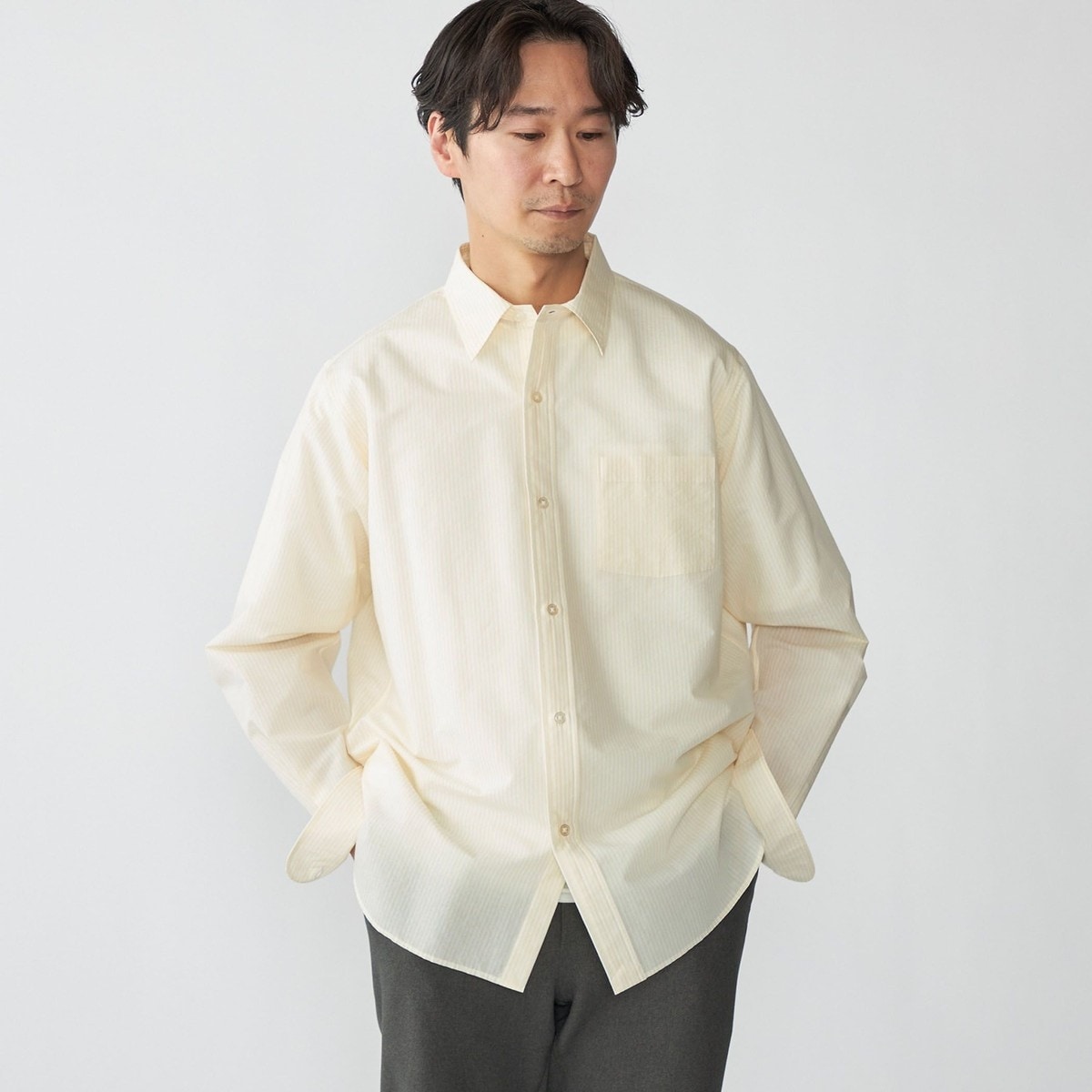 SHIPS×CORNERWEAR: シャンブレー オープンカラー シャツ SHIPS×CORNERWEAR: アメリカ製 シャンブレー オープンカラー