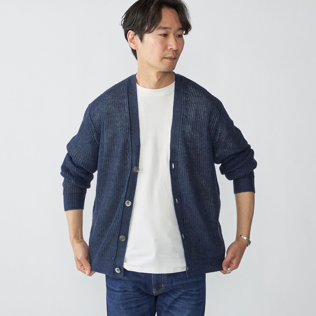 SHIPS:〈手洗い可能〉コットン カシミヤ クルーネック カーディガン