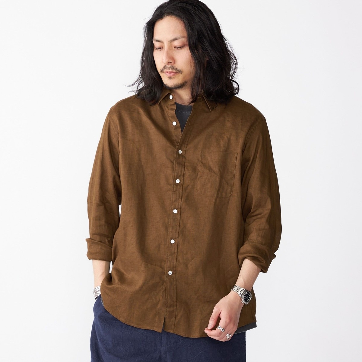 SHIPS×CORNERWEAR: シャンブレー オープンカラー シャツ セール】SHIPS×CORNERWEAR: アメリカ製 シャンブレー オープン