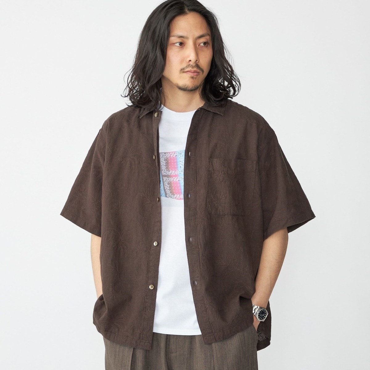 SHIPS:カラミ 無地 ボタンダウン 半袖シャツ | シップス(SHIPS