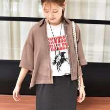 手洗い可能〉麻調 メッシュ 半袖 ビッグ シャツ | シップス(SHIPS
