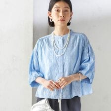 〈手洗い可能〉コットン ドビー 袖 ボリューム ブラウス