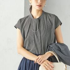 シップス(SHIPS)の〈手洗い可能〉タック タイ フレンチ スリーブ ブラウス