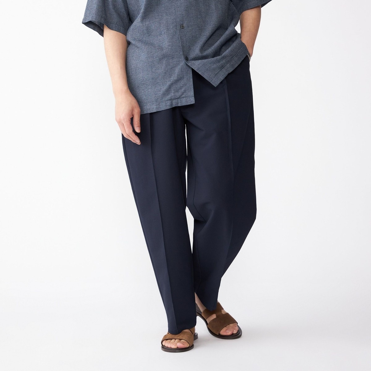 SHIPS: COOLMAX(R) シアサッカー ピンタック ワイド パンツ