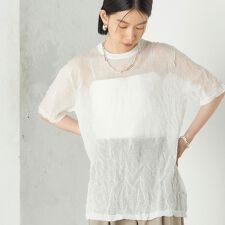 Wai＋:〈手洗い可能〉クリンクル シアー ショート スリーブ プルオーバー