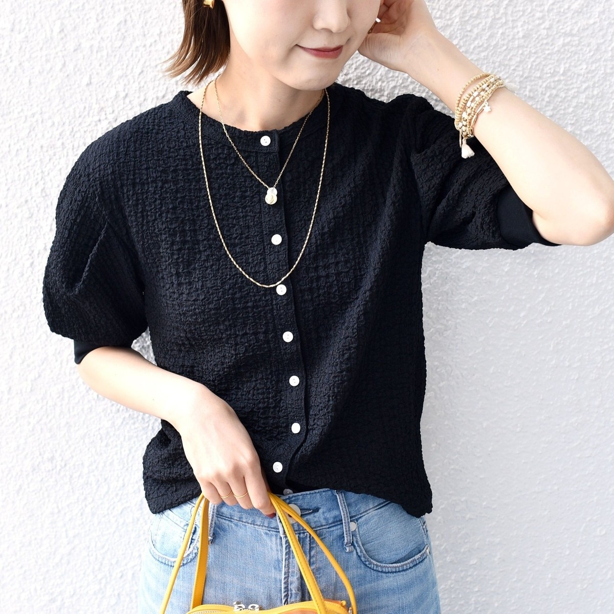 SHIPS for women / シップスウィメン 〈手洗い可能〉タック バルーン スリーブ 5分袖 ブラウス SHIPS｜<手洗い可能>タック バルーン スリーブ 5分袖 ブラウス