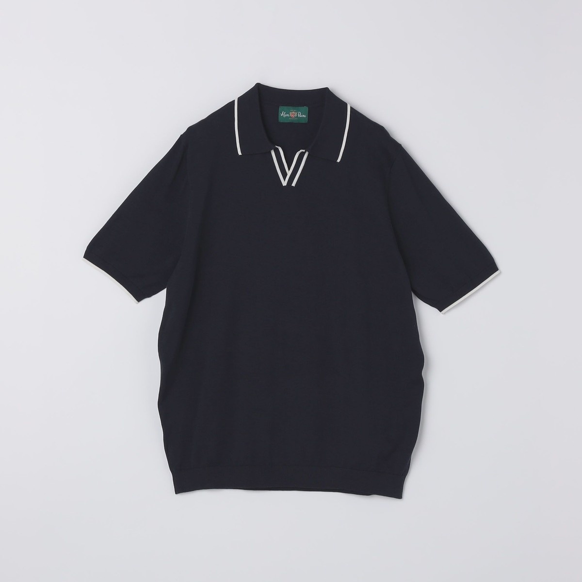 ALANPANE: 16ゲージ マルチボーダー コットン ニット ポロシャツ