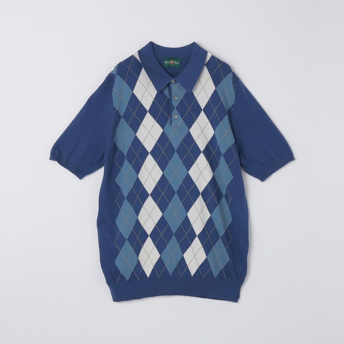 シップス（SHIPS）/ALANPANE: 16ゲージ アーガイルチェック コットン ニット ポロシャツ ALANPANE: 16ゲージ アーガイルチェック コットン ニット ポロシャツ