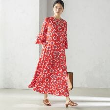 小泉里子コラボ:〈手洗い可能〉フラワー プリント ワンピース