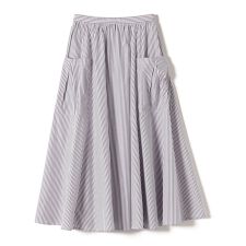 SHIPS Primary Navy Label:ストライプ ポケット  ギャザー スカート
