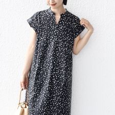 【WEB限定】〈手洗い可能〉リネン レーヨン コーティング ワンピース
