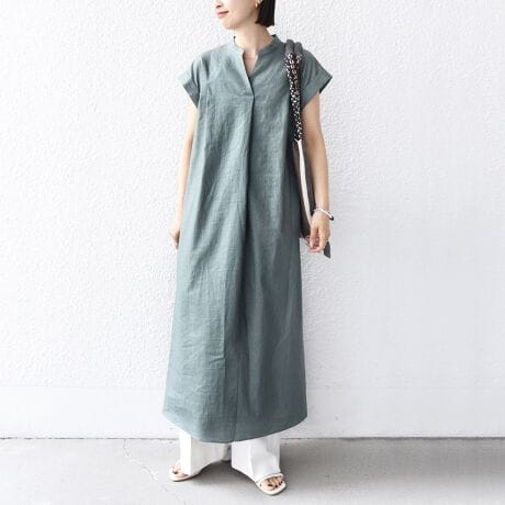 【WEB限定】〈手洗い可能〉リネン レーヨン コーティング ワンピース