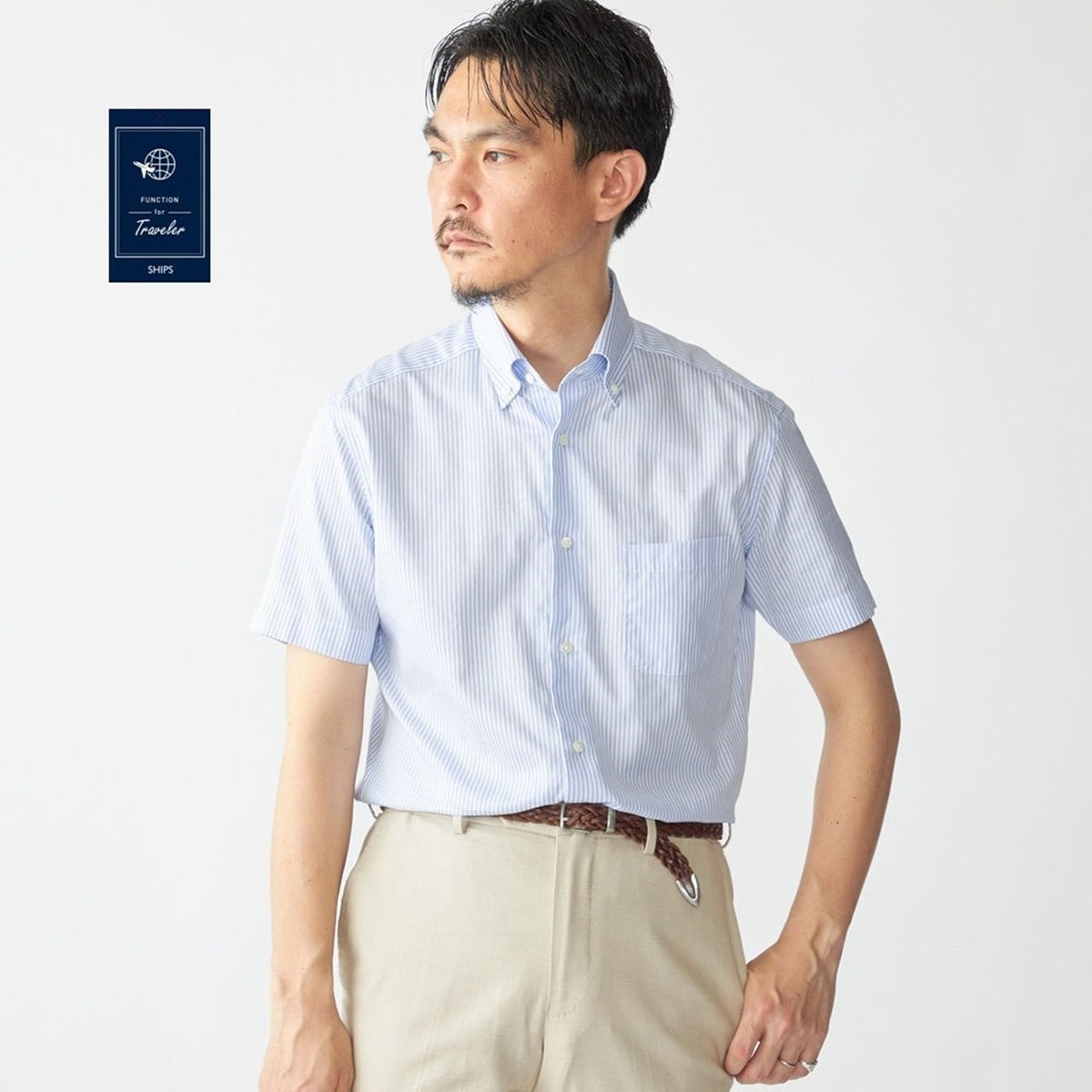 SHIPS: ショート スリーブ パナマ ロンドンストライプ シャツ