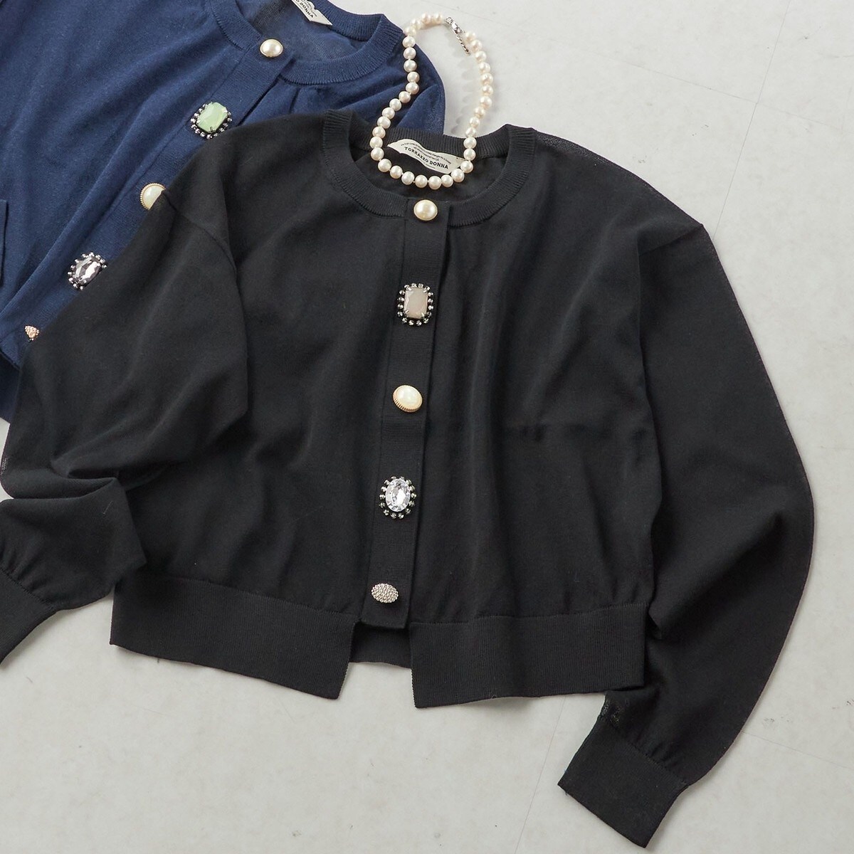 TORRAZO DONNA ミラノリブボックスシルエットカーディガン 優待価格[TORRAZZO DONNA]ミラノリブボックスシルエット