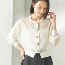 《一部追加予約》TORRAZZO DONNA:〈手洗い可能〉ビジュー シアー カーディガン