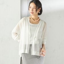 〈手洗い可能〉18G コットン ナイロン Vネック 1 ボタン カーディガン