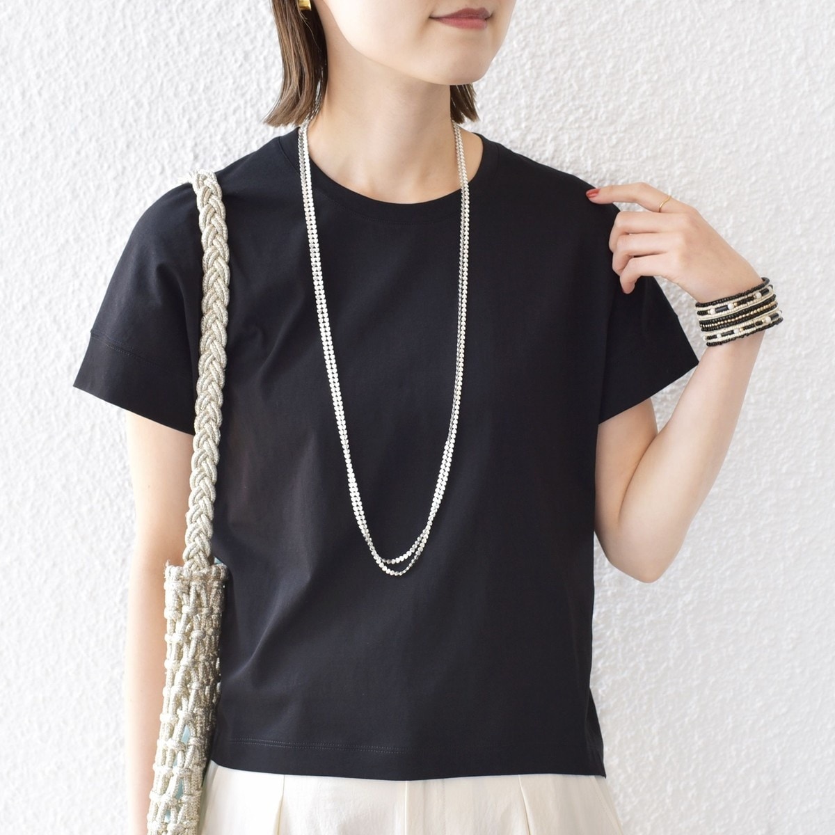 接触冷感 / UVカット〉コクーン フレンチ スリーブ プルオーバー