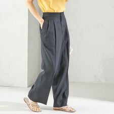 〈手洗い可能〉綿麻 ビエラ 2タック パンツ