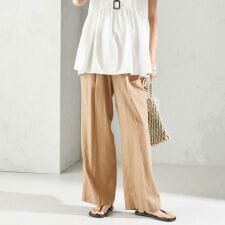 〈手洗い可能〉綿麻 ビエラ 2タック パンツ