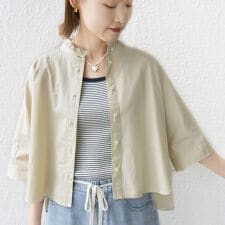 【WEB限定】〈手洗い可能〉ブロード ストライプ / 無地 切替 パッチワーク シャツ