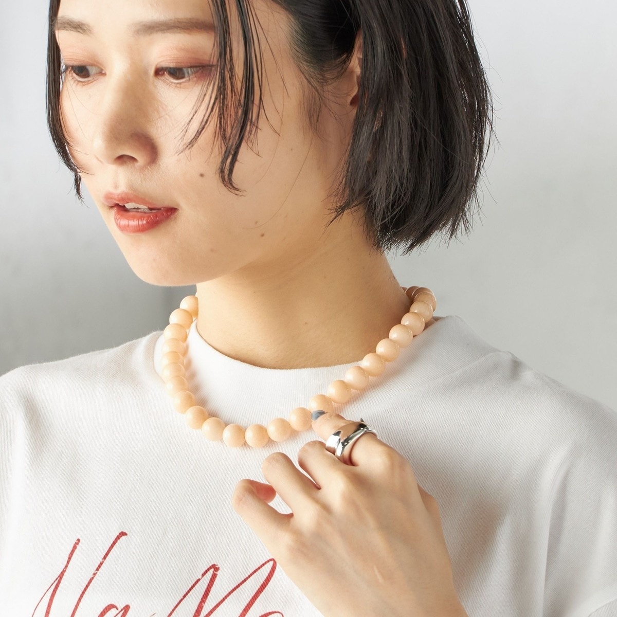 アース カラー ビーズ ネックレス