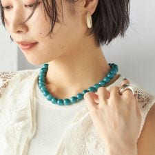 アース カラー ビーズ ネックレス