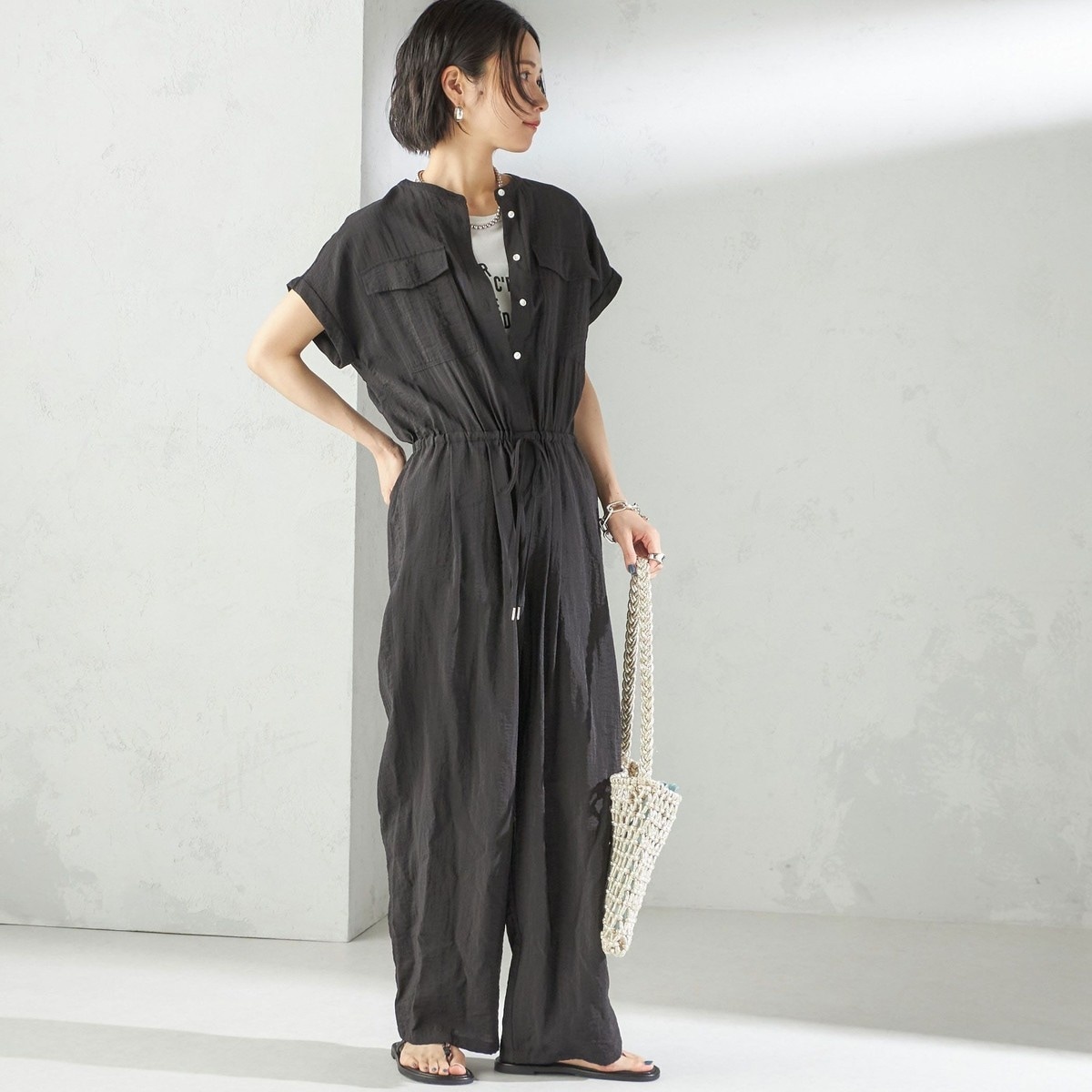 美品 シップス SHIPS リネンコットンオールインワン 綿麻 ネイビー 美品 シップス SHIPS リネンコットンオールインワン 綿麻
