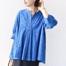 【WEB限定】〈手洗い可能〉コットン ジャカード フレア ブラウス