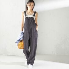 〈手洗い可能〉麻 コットン オールインワン