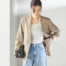 〈手洗い可能〉Asami 麻調合繊 カラー レス ジャケット 2