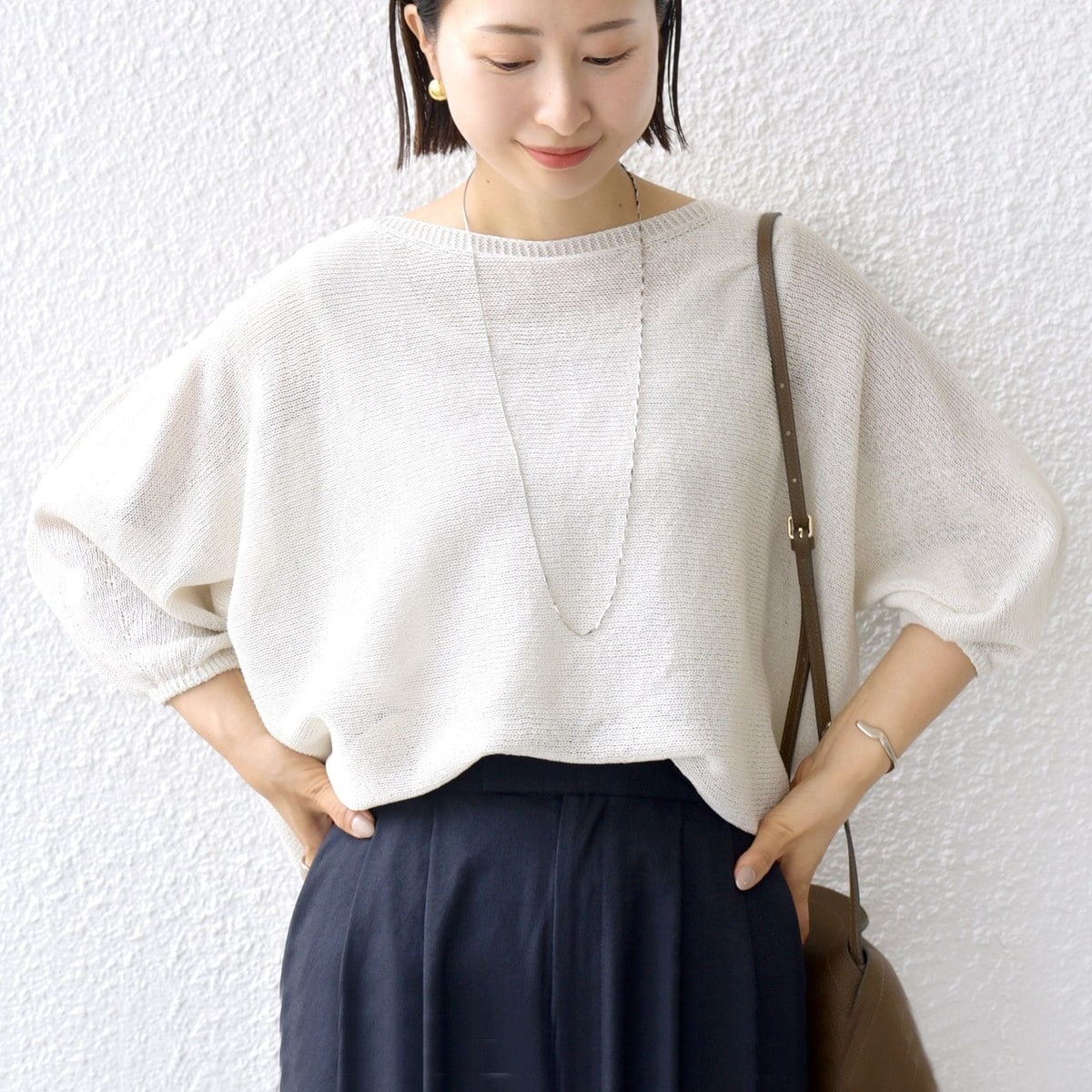 【シップス　ウィメン】SHIPS Primary Navy Label:SUVIN ドルマン プルオーバー（61.81） SHIPS Primary Navy Label:SUVIN ドルマン プルオーバー（61.81