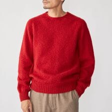 【SHIPS別注】HARLEY OF SCOTLAND: ウール シャギー クルーネック ニット