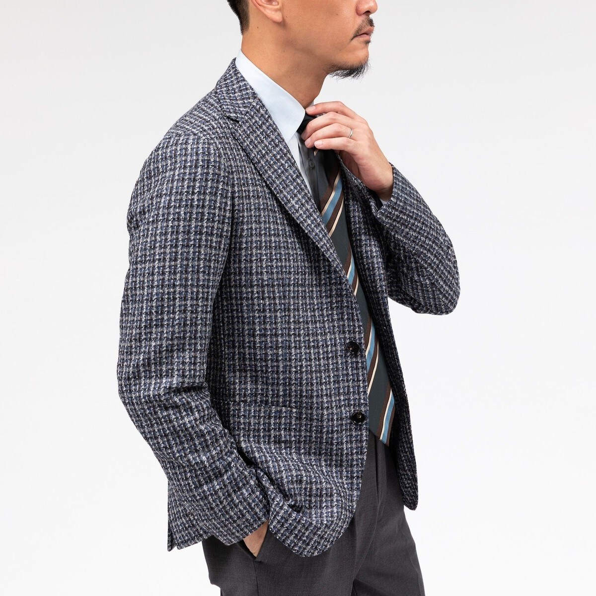 TAGLIATORE ハウンドトゥースコットンリネンジャケット PINO モデル 