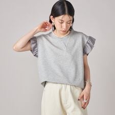 SHIPS NINE CASE:〈手洗い可能〉ミニ 裏毛 フリル カットソー