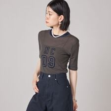 SHIPS NINE CASE:シアー ロゴ リンガー TEE