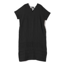 SHIPS Primary Navy Label:〈手洗い可能〉麻 ピンタック サック ワンピース