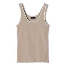 SHIPS Primary Navy Label:サテン パイピング リブ タンクトップ