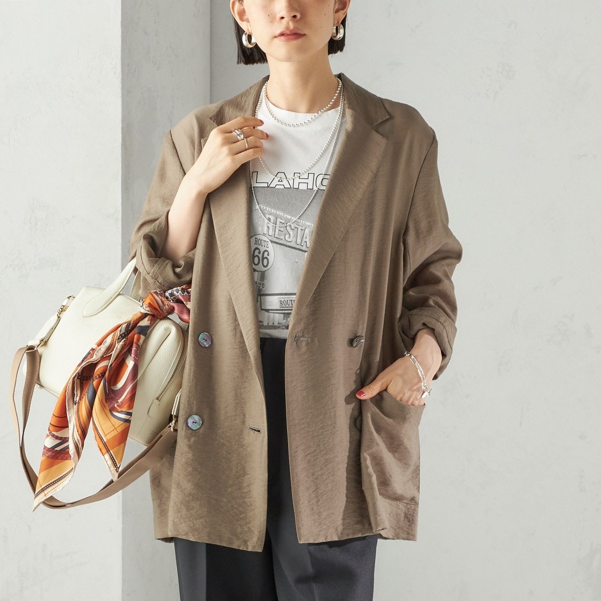 〈手洗い可能〉シアー シルク混 ジャケット