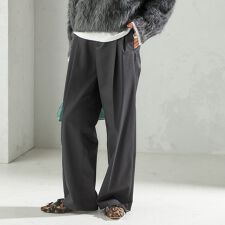 〈洗濯機可能〉ハイカウント ツイル 2タック ワイド パンツ
