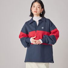 《予約》SHIPS NINE CASE:配色 スキッパー プルオーバー