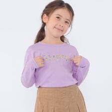 SHIPS KIDS:100～130cm / フラワー 刺繍 ロゴ 長袖 Tシャツ