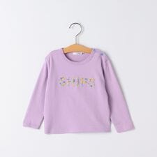 SHIPS KIDS:80～90cm / フラワー 刺繍 ロゴ 長袖 Tシャツ