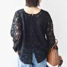 《追加予約》【WEB限定】〈手洗い可能〉チュール フェザー レース 羽織