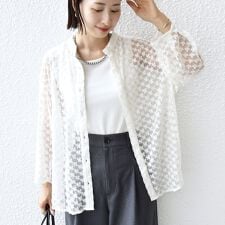 〈手洗い可能〉フラワー チュール 刺繍 シャツ
