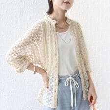 《予約》〈手洗い可能〉フラワー チュール 刺繍 シャツ